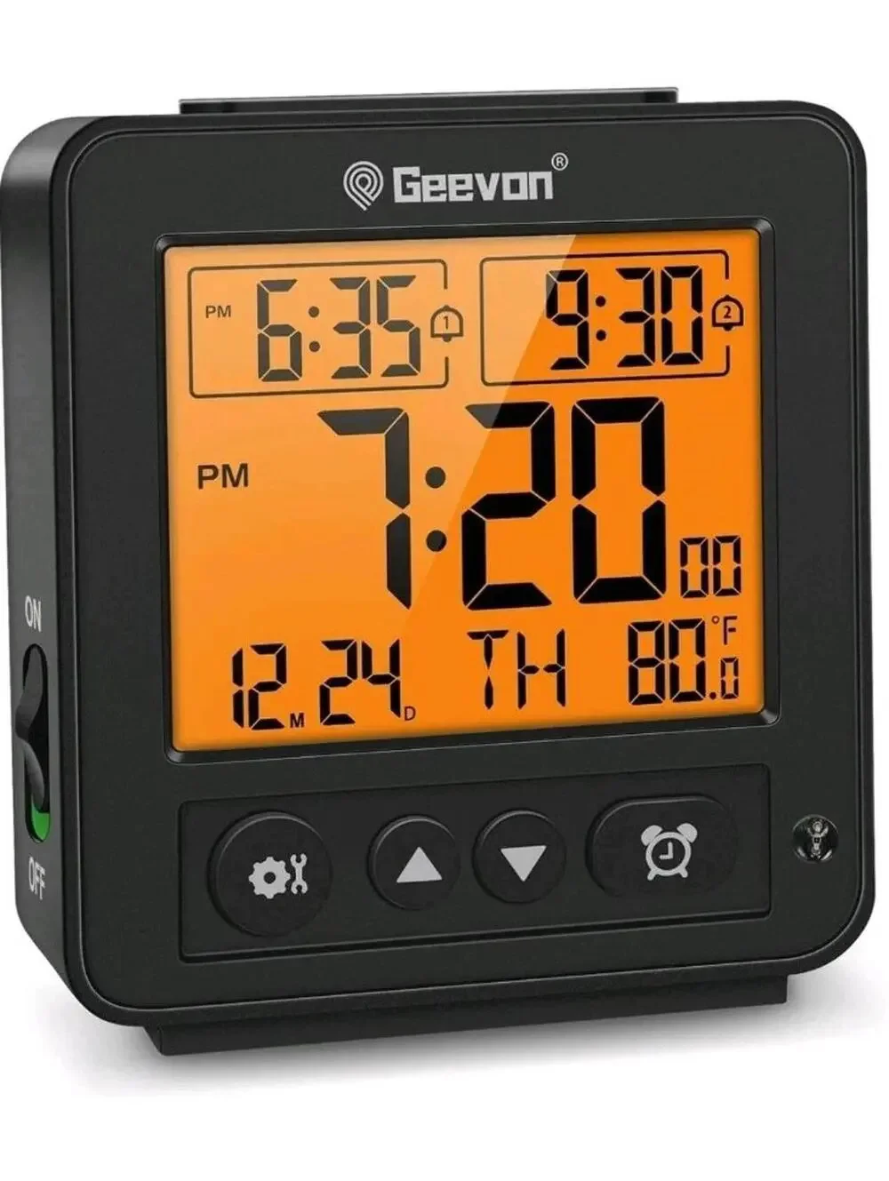 Small Atomic Travel Alarm Clock with Auto/8s Backlight, 2 Alarm Settings, Temper